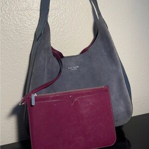 Kate Spade Blue Suede Shoulder handbag